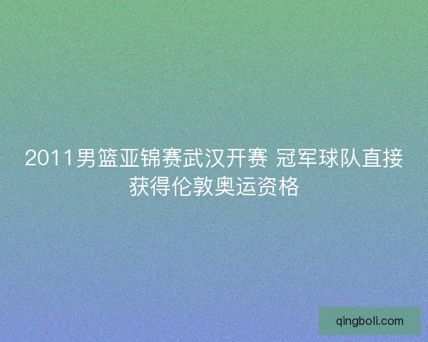 2011男篮亚锦赛武汉开赛 冠军球队直接获得伦敦奥运资格