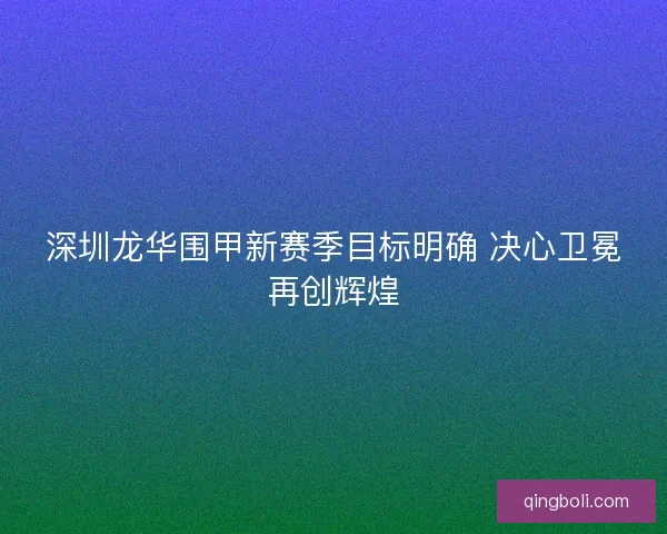 深圳龙华围甲新赛季目标明确 决心卫冕再创辉煌