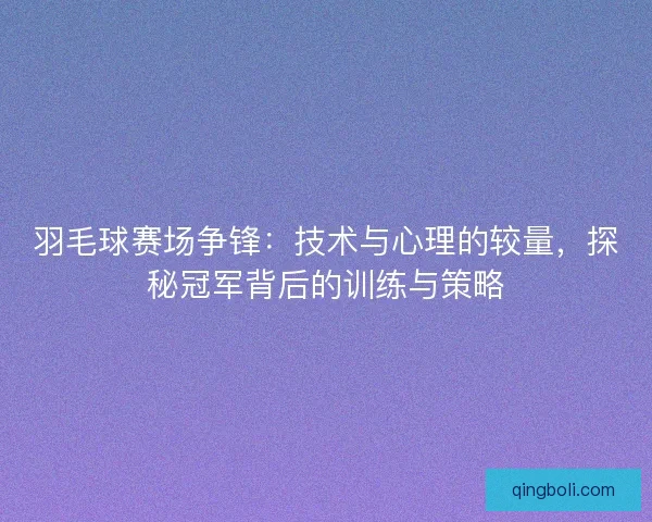 羽毛球赛场争锋：技术与心理的较量，探秘冠军背后的训练与策略